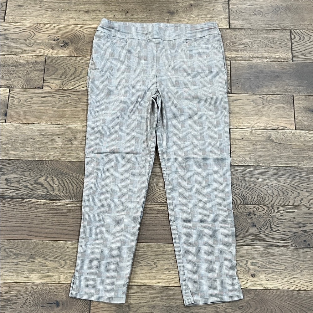 Chico's Tan Plaid Soft Stretch Regular Length Women's Summer Trousers 1R/US-8R